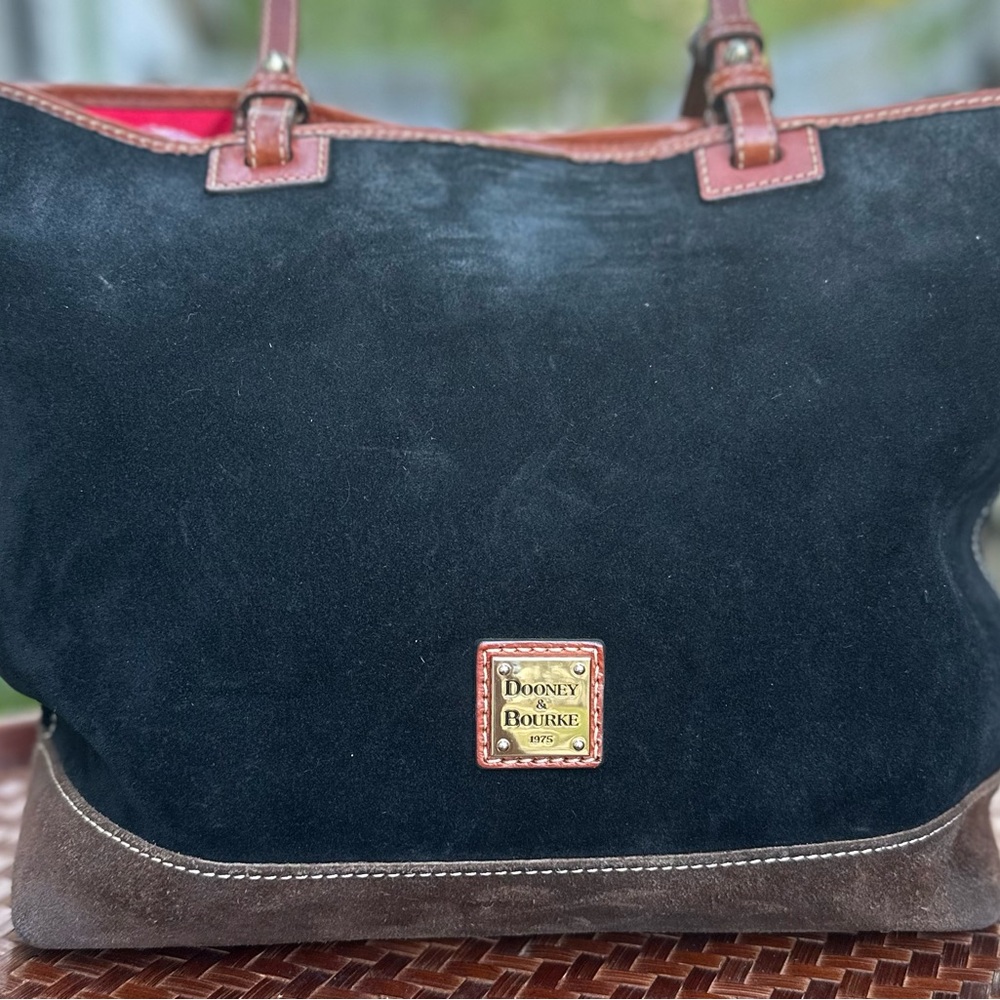 Dooney & Bourke Black and Brown Suede Tote